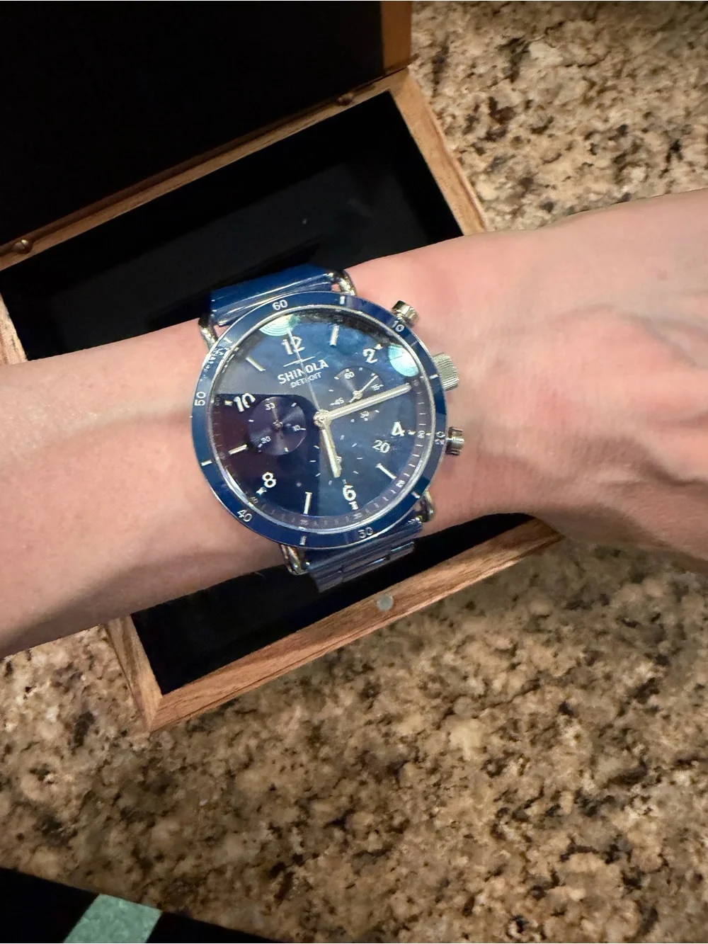 Shinola Blue Chronograph Stainless Steel Watch
